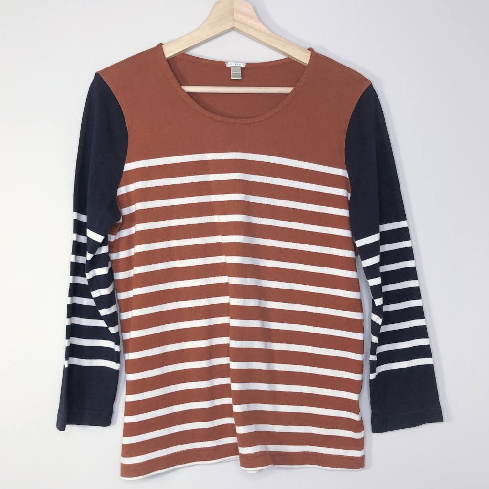 J. Crew Burnt Orange & Navy Striped Shirt